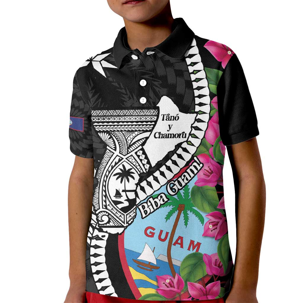 Biba Guam Liberation Day Kid Polo Shirt Tano y Chamoru Latte Stone Black LT14 Kid Black - Polynesian Pride