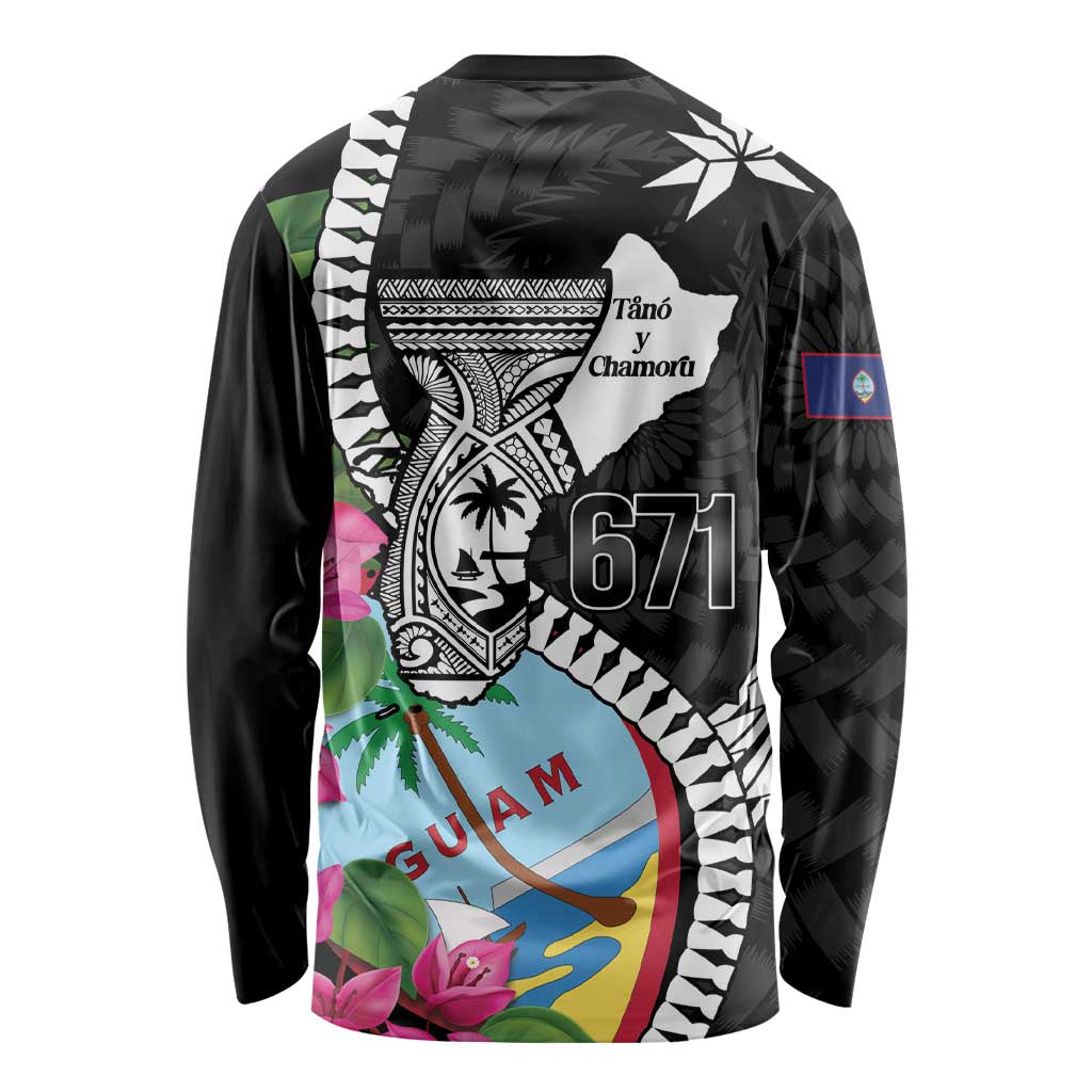 Biba Guam Liberation Day Long Sleeve Shirt Tano y Chamoru Latte Stone Black LT14 - Polynesian Pride