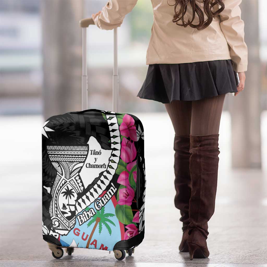Biba Guam Liberation Day Luggage Cover Tano y Chamoru Latte Stone Black