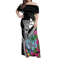 Biba Guam Liberation Day Off Shoulder Maxi Dress Tano y Chamoru Latte Stone Black
