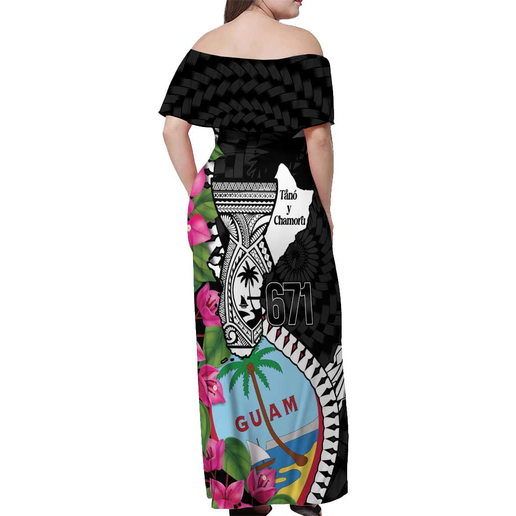 Biba Guam Liberation Day Off Shoulder Maxi Dress Tano y Chamoru Latte Stone Black