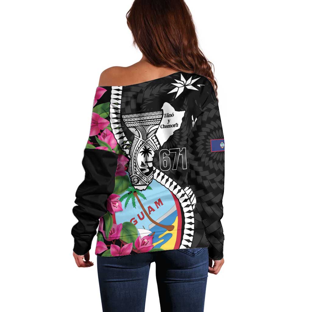 Biba Guam Liberation Day Off Shoulder Sweater Tano y Chamoru Latte Stone Black