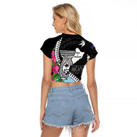 Biba Guam Liberation Day Raglan Cropped T Shirt Tano y Chamoru Latte Stone Black LT14 - Polynesian Pride