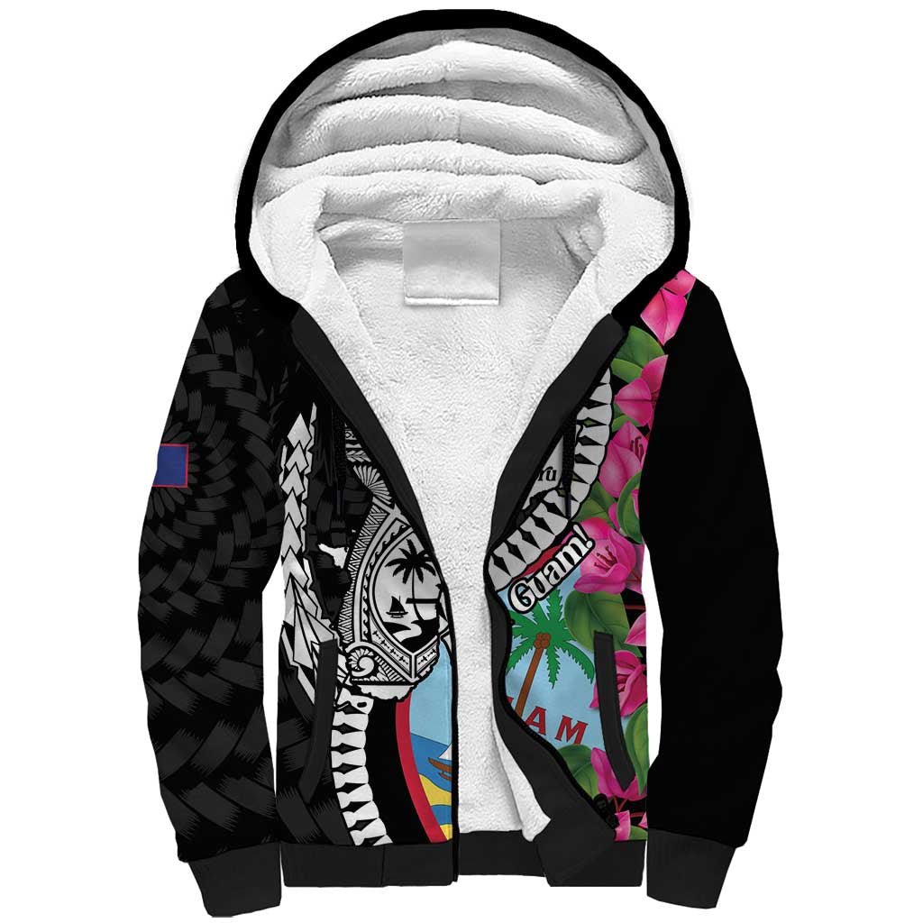 Biba Guam Liberation Day Sherpa Hoodie Tano y Chamoru Latte Stone Black