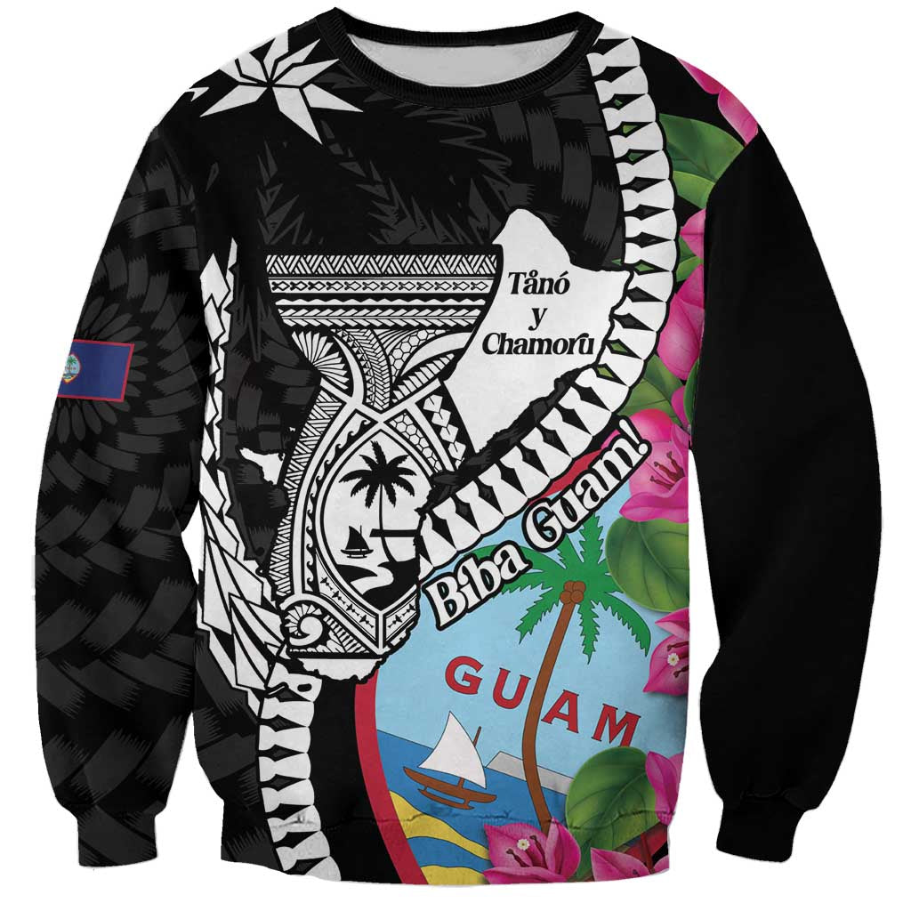 Biba Guam Liberation Day Sweatshirt Tano y Chamoru Latte Stone Black LT14 Unisex Black - Polynesian Pride