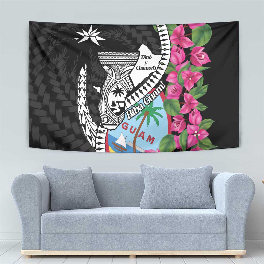 Biba Guam Liberation Day Tapestry Tano y Chamoru Latte Stone Black