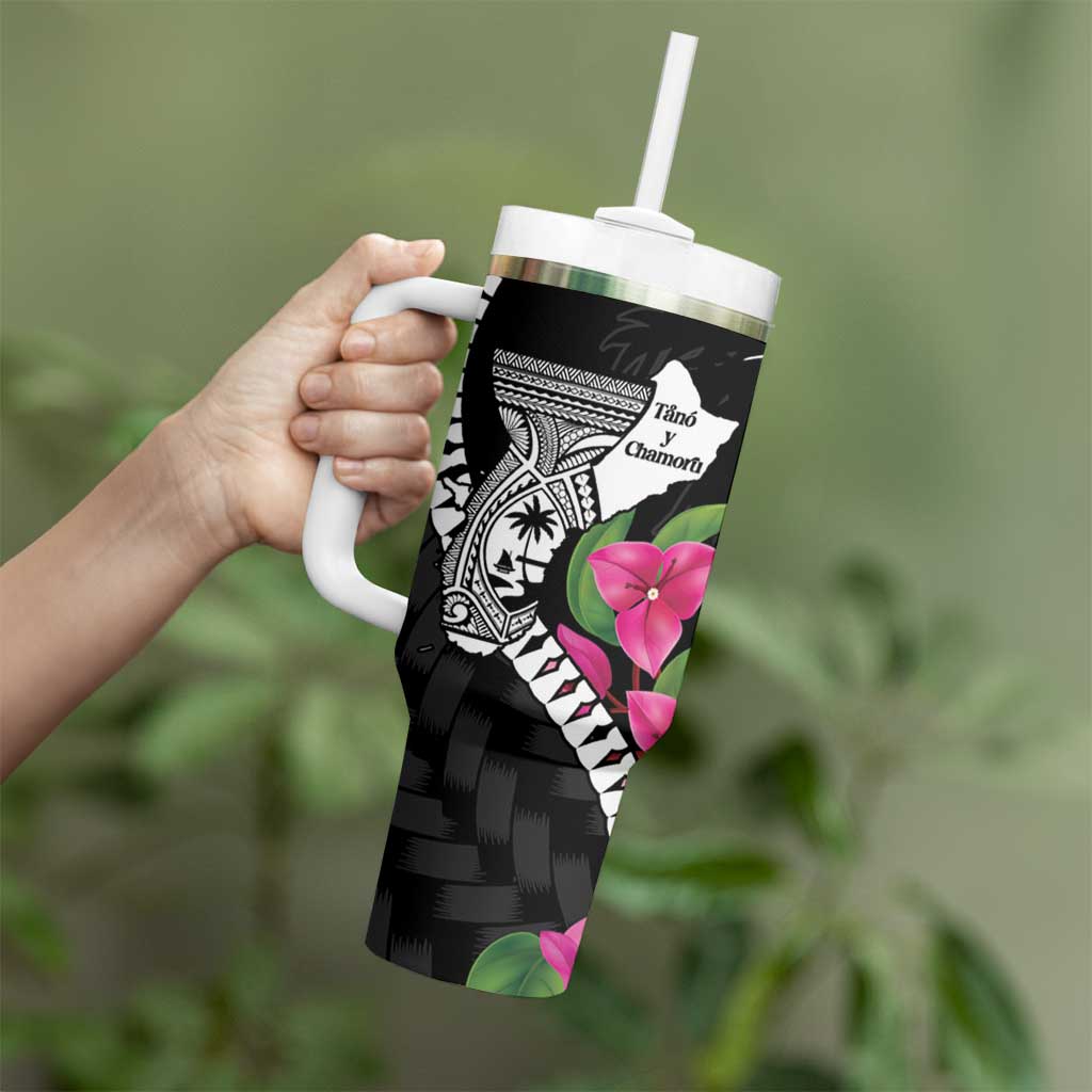 Biba Guam Liberation Day Tumbler With Handle Tano y Chamoru Latte Stone Black