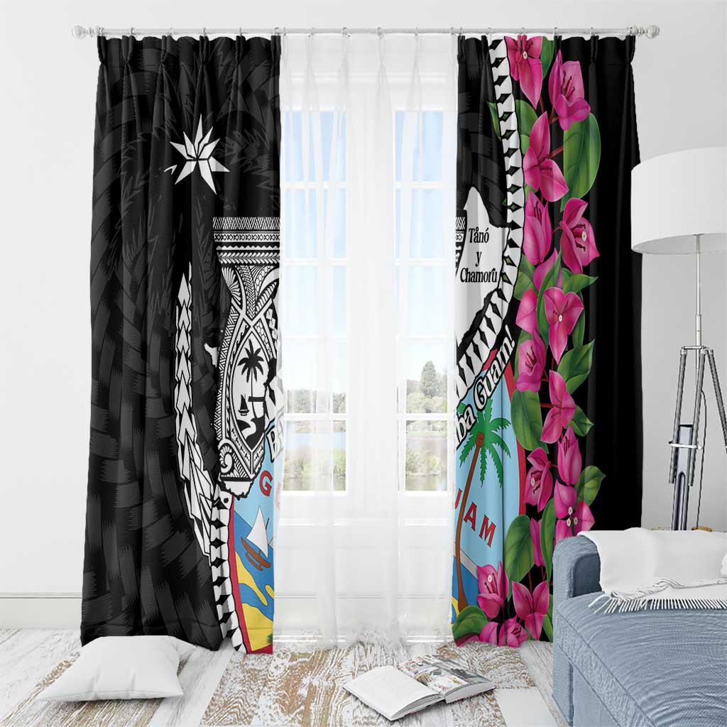 Biba Guam Liberation Day Window Curtain Tano y Chamoru Latte Stone Black