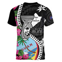 Biba Guam Liberation Day Women V-Neck T-Shirt Tano y Chamoru Latte Stone Black