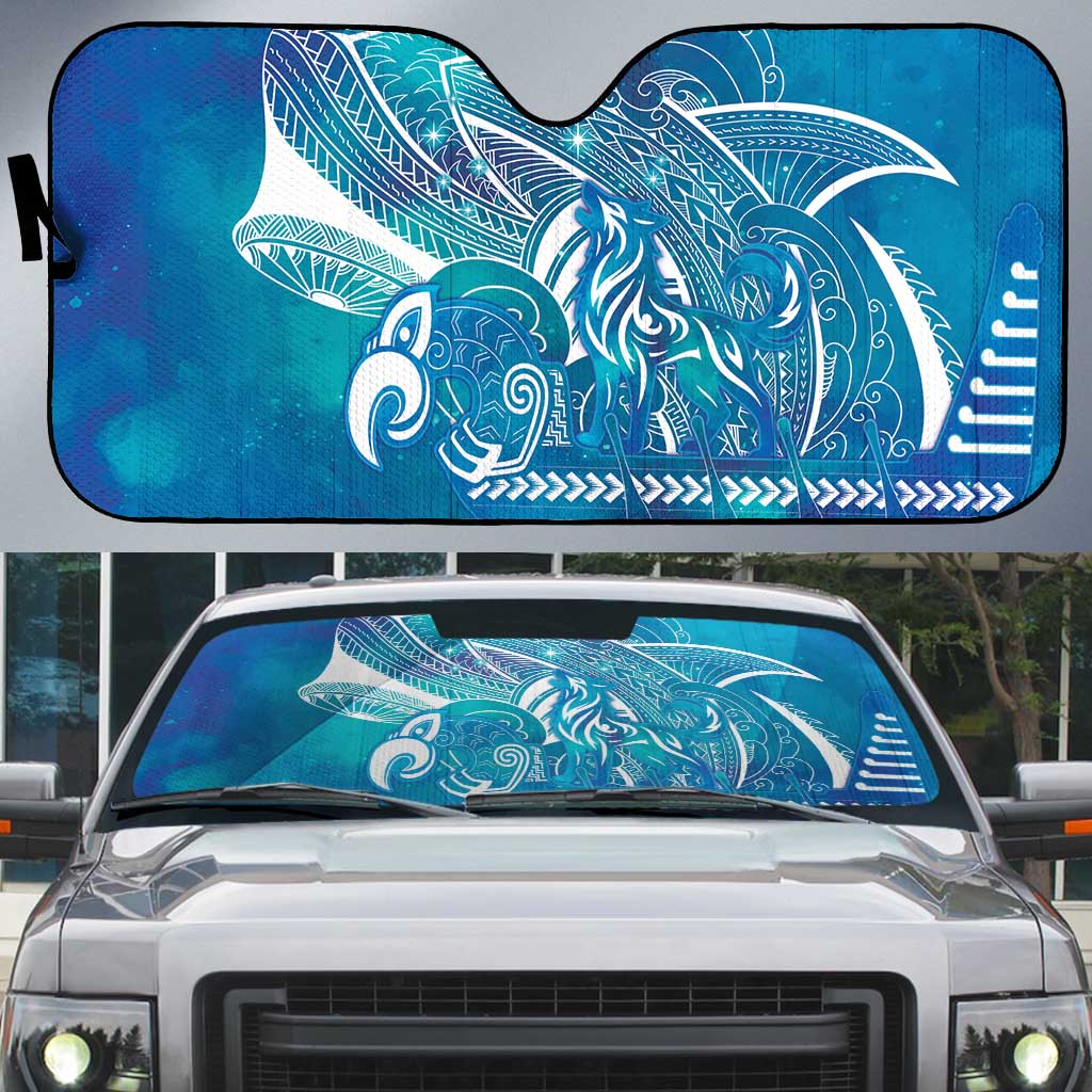 Kuri Dog Waka New Zealand Matariki Auto Sun Shade Ocean Sharks Maori Tattoo