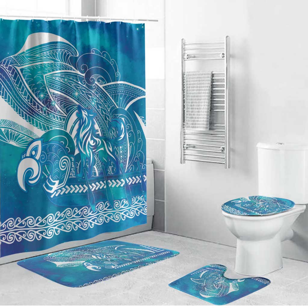 Kuri Dog Waka New Zealand Matariki Bathroom Set Ocean Sharks Maori Tattoo