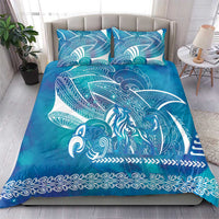 Kuri Dog Waka New Zealand Matariki Bedding Set Ocean Sharks Maori Tattoo
