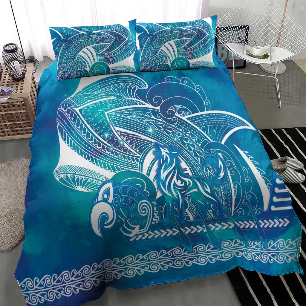 Kuri Dog Waka New Zealand Matariki Bedding Set Ocean Sharks Maori Tattoo