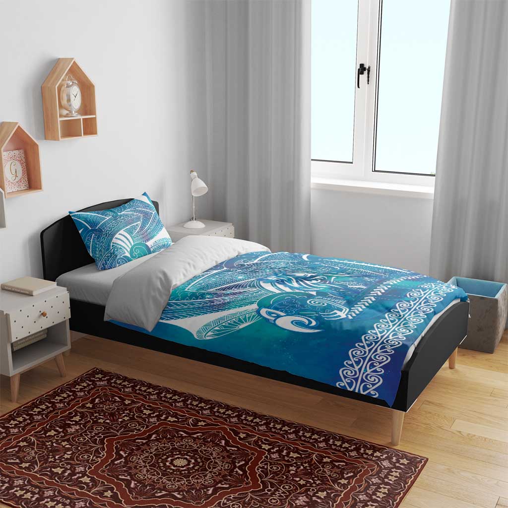 Kuri Dog Waka New Zealand Matariki Bedding Set Ocean Sharks Maori Tattoo