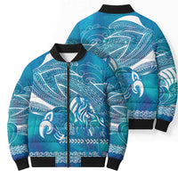 Kuri Dog Waka New Zealand Matariki Bomber Puffer Jacket Ocean Sharks Maori Tattoo