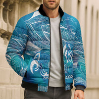 Kuri Dog Waka New Zealand Matariki Bomber Puffer Jacket Ocean Sharks Maori Tattoo