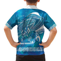 Kuri Dog Waka New Zealand Matariki Family Matching Puletasi and Hawaiian Shirt Ocean Sharks Maori Tattoo