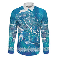 Kuri Dog Waka New Zealand Matariki Family Matching Puletasi and Hawaiian Shirt Ocean Sharks Maori Tattoo