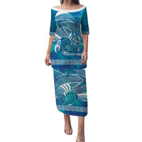 Kuri Dog Waka New Zealand Matariki Family Matching Puletasi and Hawaiian Shirt Ocean Sharks Maori Tattoo