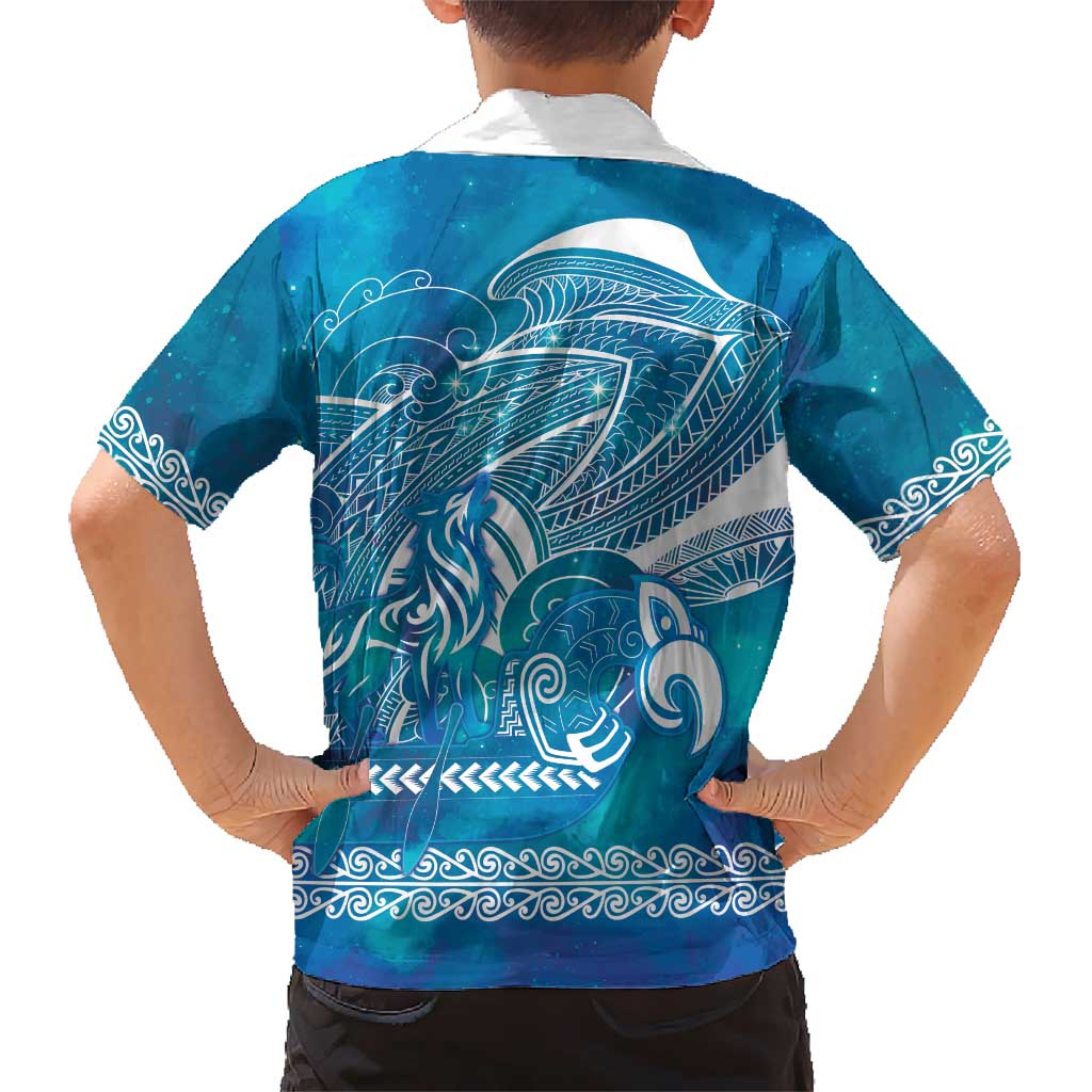 Kuri Dog Waka New Zealand Matariki Family Matching Summer Maxi Dress and Hawaiian Shirt Ocean Sharks Maori Tattoo