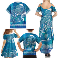 Kuri Dog Waka New Zealand Matariki Family Matching Summer Maxi Dress and Hawaiian Shirt Ocean Sharks Maori Tattoo