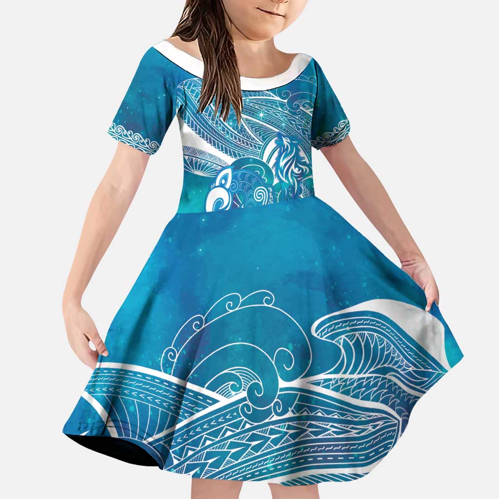 Kuri Dog Waka New Zealand Matariki Family Matching Tank Maxi Dress and Hawaiian Shirt Ocean Sharks Maori Tattoo
