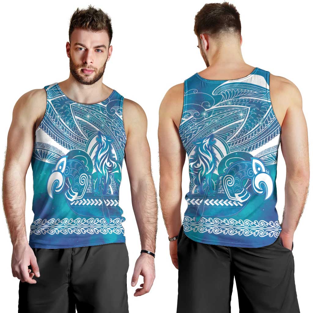 Kuri Dog Waka New Zealand Matariki Men Tank Top Ocean Sharks Maori Tattoo