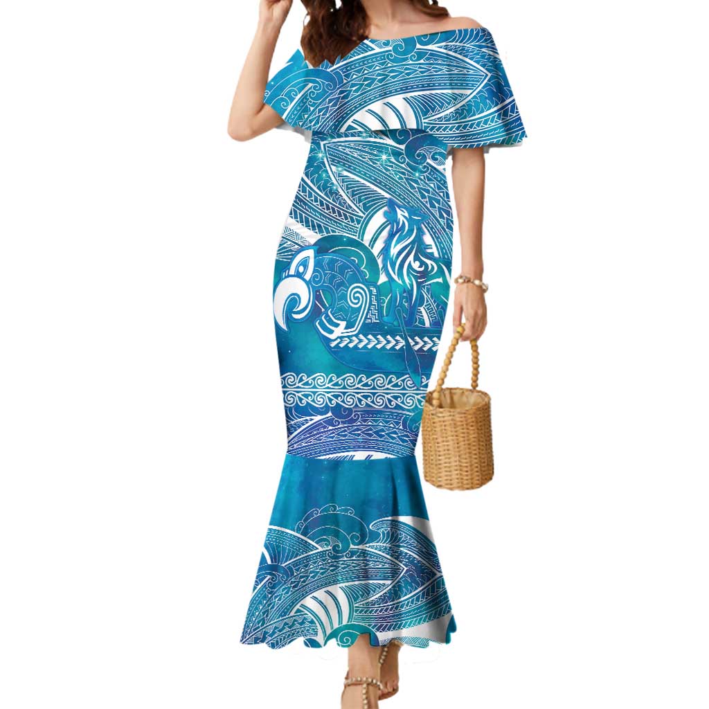 Kuri Dog Waka New Zealand Matariki Mermaid Dress Ocean Sharks Maori Tattoo