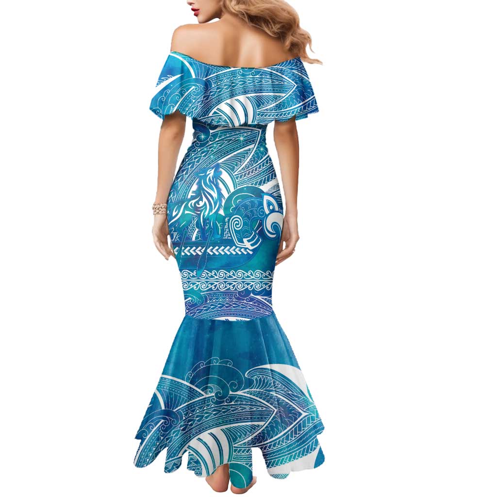 Kuri Dog Waka New Zealand Matariki Mermaid Dress Ocean Sharks Maori Tattoo