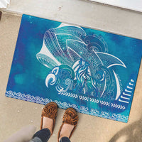 Kuri Dog Waka New Zealand Matariki Rubber Doormat Ocean Sharks Maori Tattoo