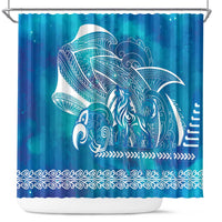 Kuri Dog Waka New Zealand Matariki Shower Curtain Ocean Sharks Maori Tattoo