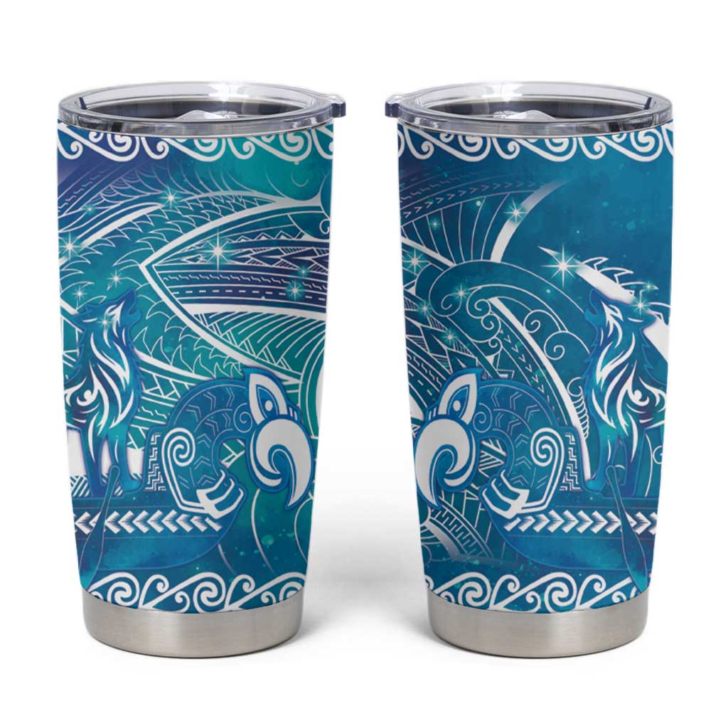 Kuri Dog Waka New Zealand Matariki Tumbler Cup Ocean Sharks Maori Tattoo