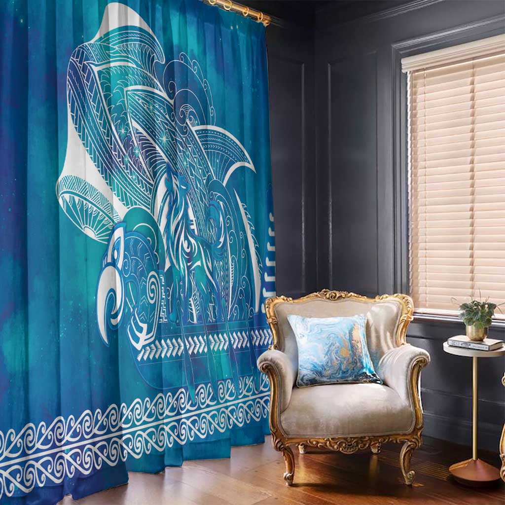 Kuri Dog Waka New Zealand Matariki Window Curtain Ocean Sharks Maori Tattoo