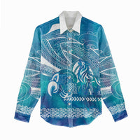 Kuri Dog Waka New Zealand Matariki Women Casual Shirt Ocean Sharks Maori Tattoo LT14 - Polynesian Pride