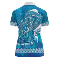 Kuri Dog Waka New Zealand Matariki Women Polo Shirt Ocean Sharks Maori Tattoo LT14 - Polynesian Pride