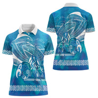 Kuri Dog Waka New Zealand Matariki Women Polo Shirt Ocean Sharks Maori Tattoo LT14 - Polynesian Pride
