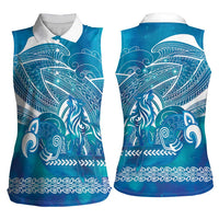 Kuri Dog Waka New Zealand Matariki Women Sleeveless Polo Shirt Ocean Sharks Maori Tattoo