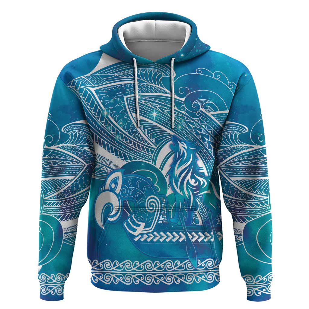 Kuri Dog Waka New Zealand Matariki Zip Hoodie Ocean Sharks Maori Tattoo