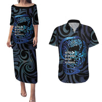 Tuna Eel New Zealand Matariki Couples Matching Puletasi and Hawaiian Shirt He Piko He Taniwha Maori Pattern