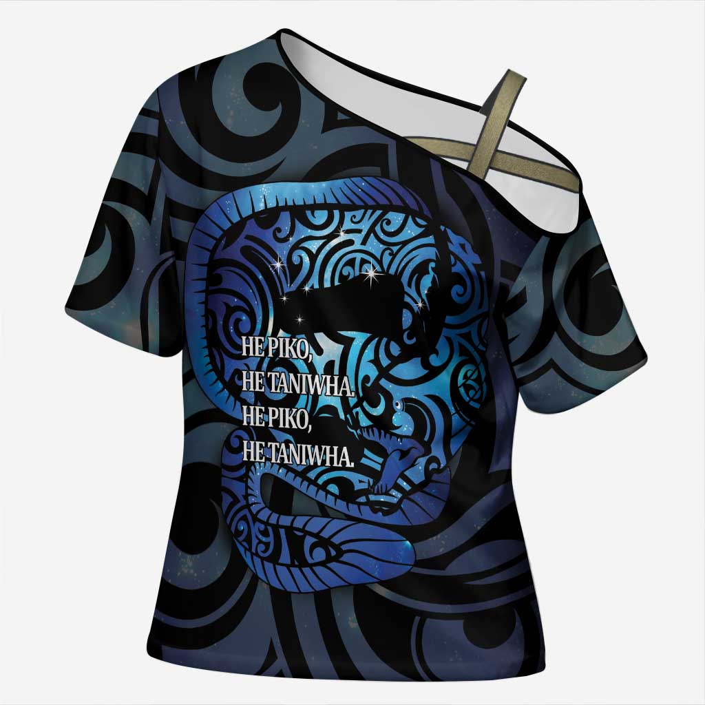 Tuna Eel New Zealand Matariki Cross Shoulder Shirt He Piko He Taniwha Maori Pattern