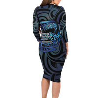 Tuna Eel New Zealand Matariki Family Matching Long Sleeve Bodycon Dress and Hawaiian Shirt He Piko He Taniwha Maori Pattern