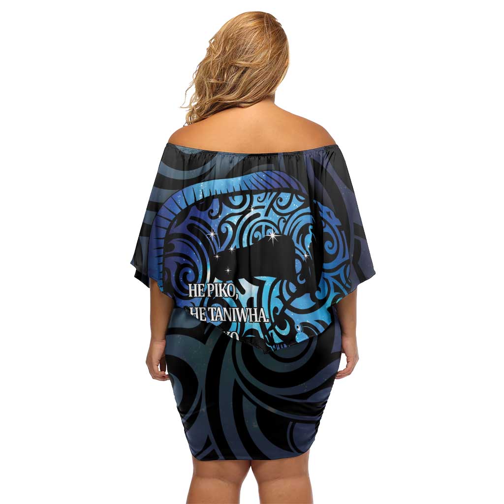 Tuna Eel New Zealand Matariki Family Matching Off Shoulder Short Dress and Hawaiian Shirt He Piko He Taniwha Maori Pattern