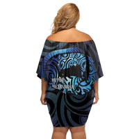 Tuna Eel New Zealand Matariki Family Matching Off Shoulder Short Dress and Hawaiian Shirt He Piko He Taniwha Maori Pattern