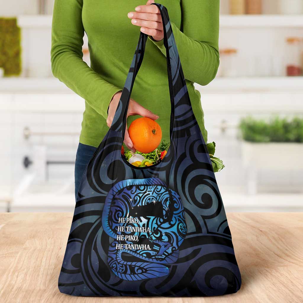 Tuna Eel New Zealand Matariki Grocery Bag He Piko He Taniwha Maori Pattern
