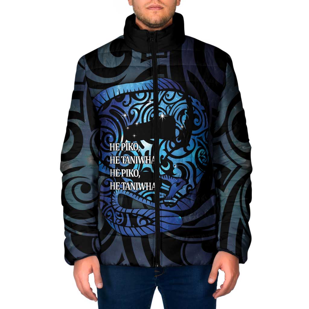 Tuna Eel New Zealand Matariki Padded Jacket He Piko He Taniwha Maori Pattern