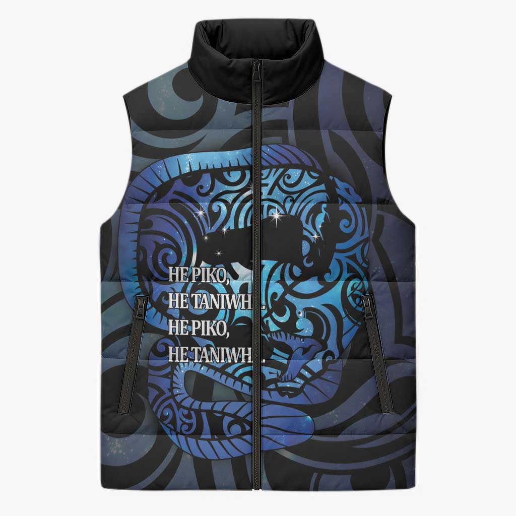 Tuna Eel New Zealand Matariki Sleeveless Puffer Jacket He Piko He Taniwha Maori Pattern