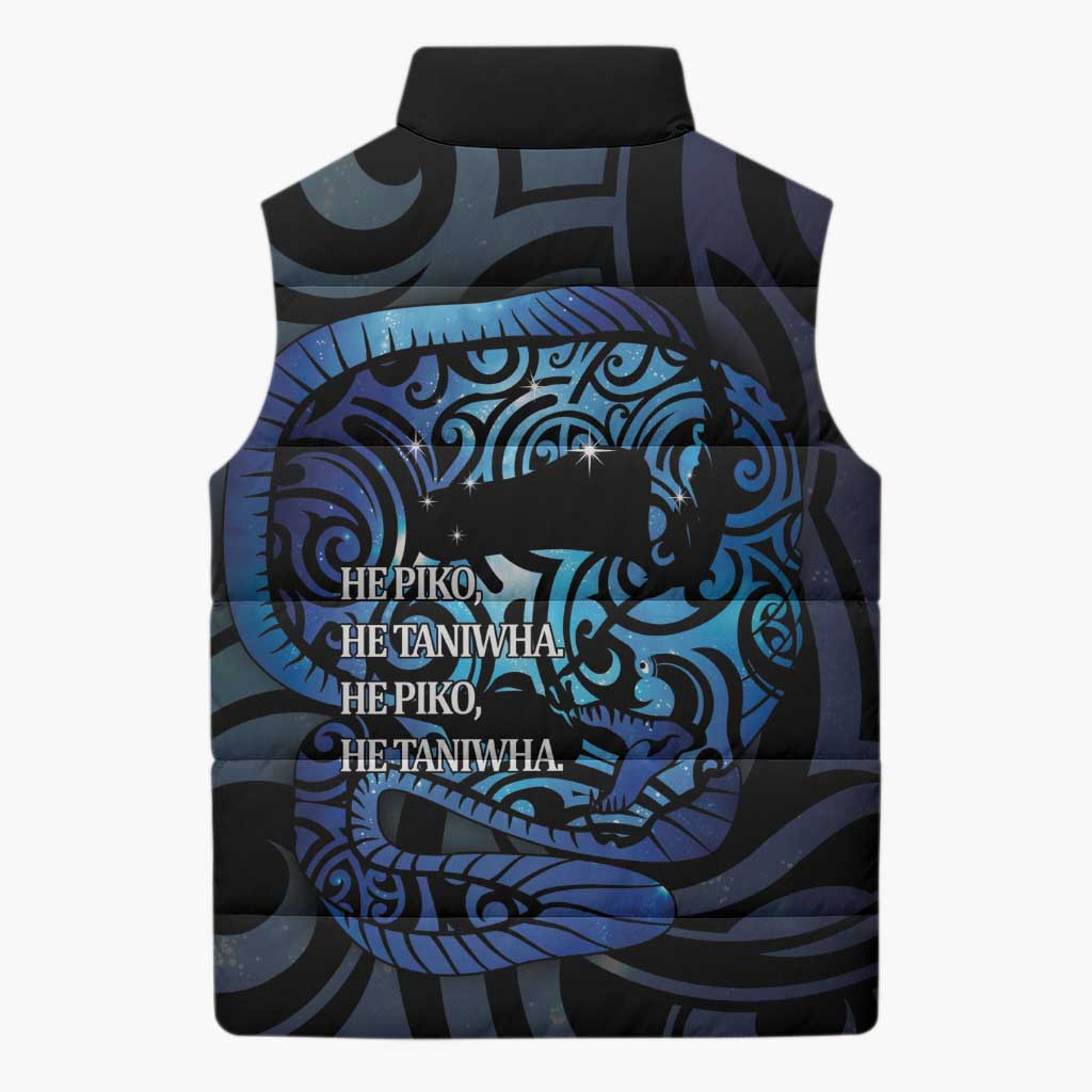 Tuna Eel New Zealand Matariki Sleeveless Puffer Jacket He Piko He Taniwha Maori Pattern