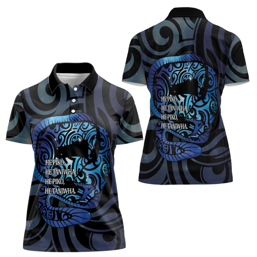 Tuna Eel New Zealand Matariki Women Polo Shirt He Piko He Taniwha Maori Pattern