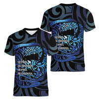 Tuna Eel New Zealand Matariki Women V-Neck T-Shirt He Piko He Taniwha Maori Pattern