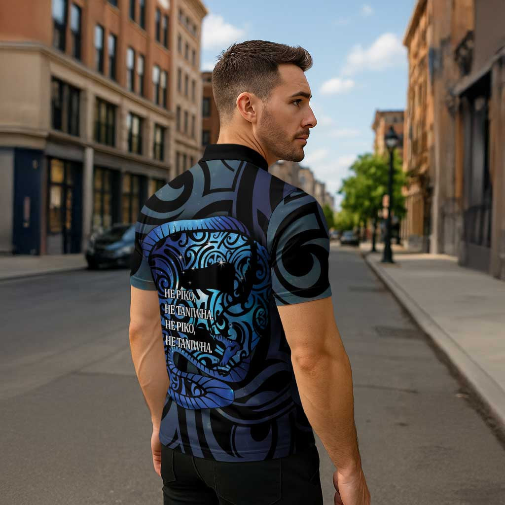 Tuna Eel New Zealand Matariki Zipper Polo Shirt He Piko He Taniwha Maori Pattern